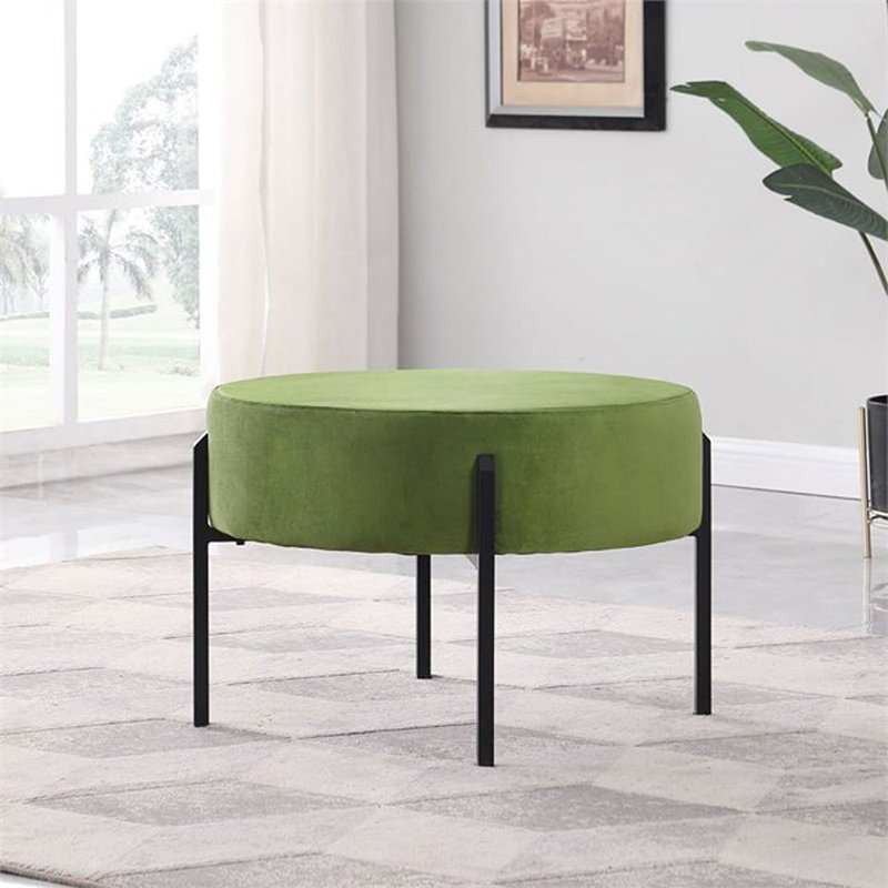 Epsom Modern Round Ottoman, Forest Green