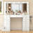 Vanity Desk with Mirror and Lights Makeup Vanity with 15 Drawers, 12 LED Bulbs and  3 Color Brightness Adjustable, Vanity  Table for Bedroom, White-981940216