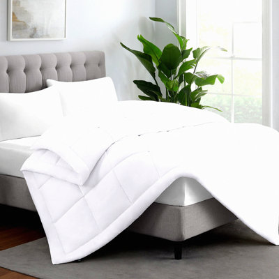 LuxiPlush All Season Queen Comforter - Soft Box Stitched Duvet Insert with ComfortSure Down Alternative, Quilted Design, 4 Corner Tabs for Secure Fit, White Bedding Essential