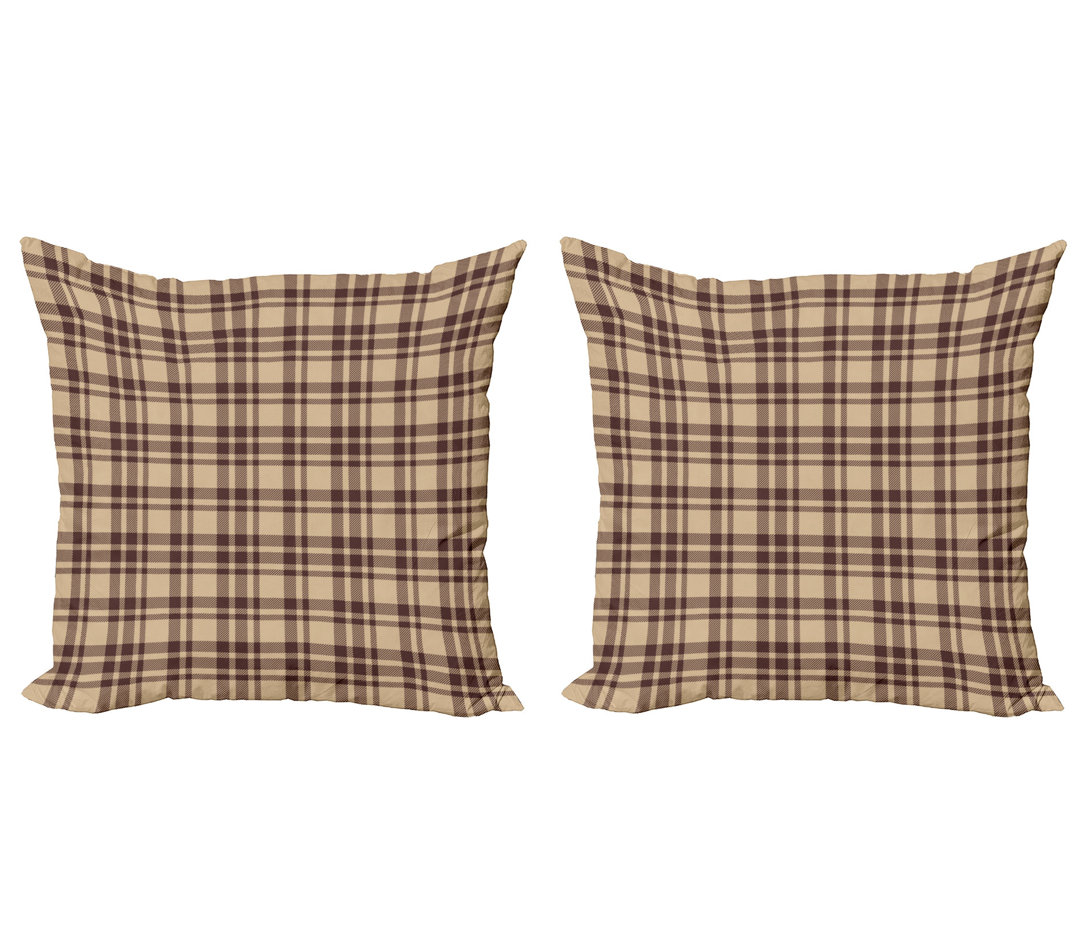 Kissenbezug, Altertümlich Tartan, Plaid, Tan Brown