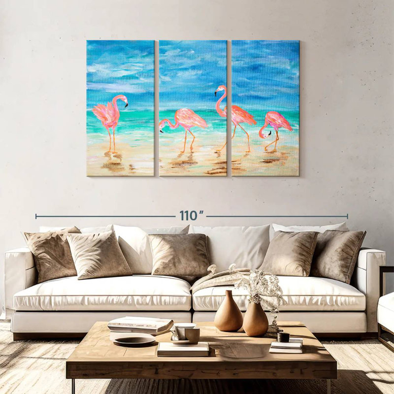 Sunny Flamingo Beach, H 48 po x l 74 po