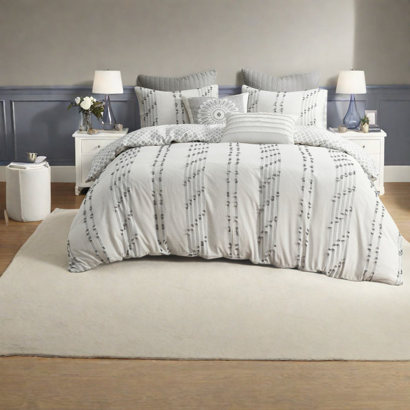 Ensembles de literie en jacquard de coton de qualité supérieure, double / grand, conception réversible pour chambre à coucher moderne
