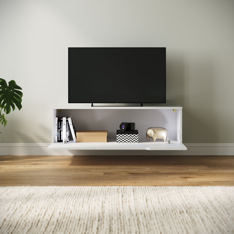 LED TV cabinet Stand for TVs, White, 30cm H x 100cm W x 35cm D