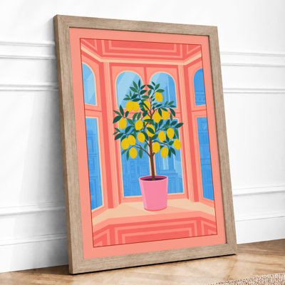 Lemon Tree on Sill Mid-Century - Framed Print