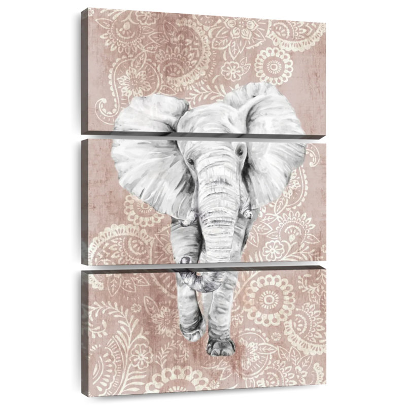 Éléphant à motif cachemire rose Brampt, H 38 po x l 24 po