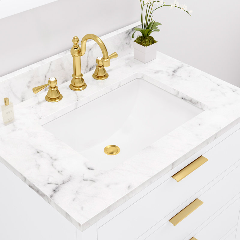 Ensemble de meuble-lavabo simple Gervais, Blanc pur, Non, 30"
