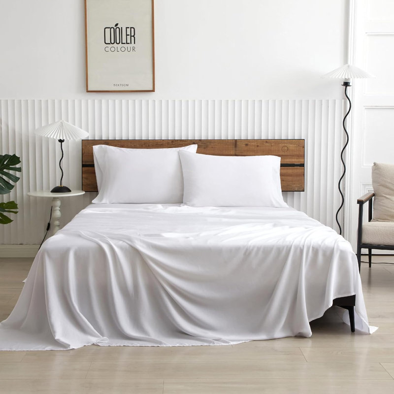 TENCEL Hand Woven Sheet Set, Full Sheet Set with 2 Pillowcases, White