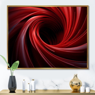 «Red Abstract Spiral Dreamscape II», art mural abstrait en spirale