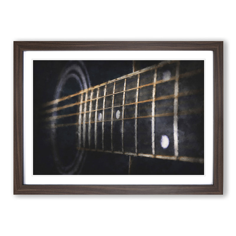 Strings of the Guitar - Picture Frame Graphic Art Print, 33cm H x 45cm W x 2cm D, Walnut Framed