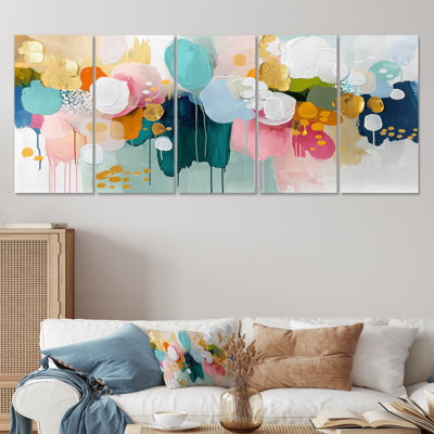 Abstrait minimalisme dans des tons de rose et de bleu I - Minimalisme, ensemble d'art sur toile