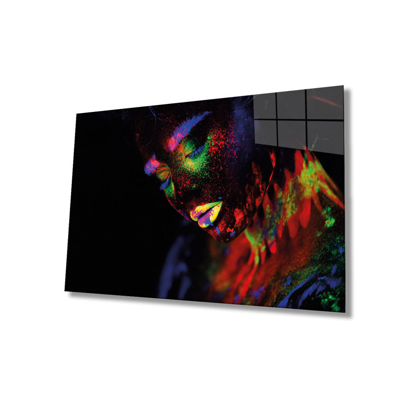 Peinture élégante en verre trempé décoratif, 27,6 po x 43,3 po | 100% verre trempé, épaisseur: 0,16 pouce | Superbe décoration intérieure pour le salon, le bureau ou la galerie | Pièce d'art unique, durable et élégante