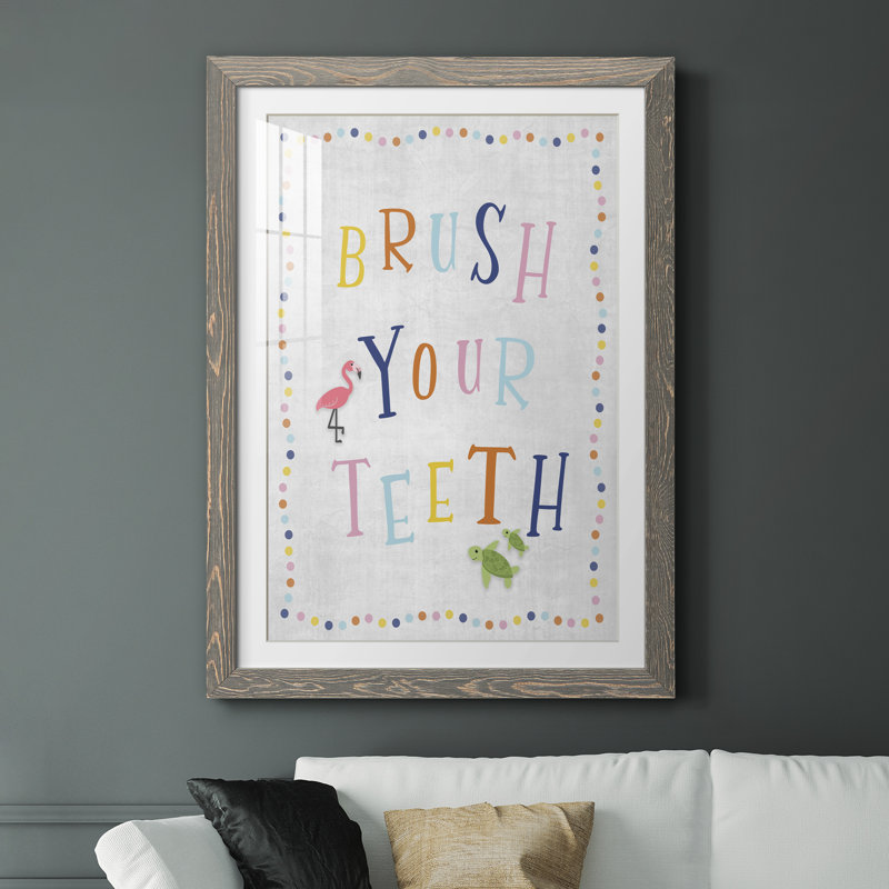 Brossez-vous les dents - Imprimé, H 44 po x l 31 po x P 1 po, Cadre en papier gris