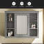 Armoire à pharmacie de 35 po x 27,5 po, armoire de rangement murale pour salle de bain, armoire de salle de bain moderne avec miroir, armoire à miroir avec 6 tablettes ouvertes-1810447253