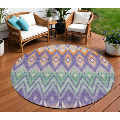 Tapis intérieur lavable rond 8 pi Lilas et orange Southwestern