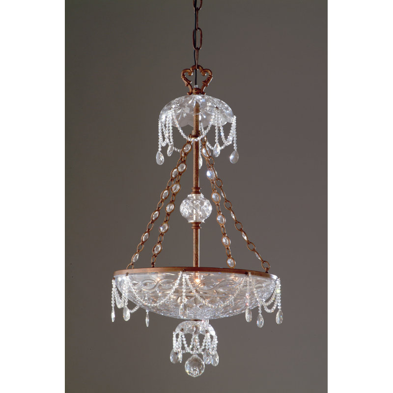 Deangelis 4 - Light Brown Bowl Pendant, Antique French Gold