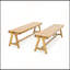 Contemporary Acacia Wood Patio Bench with Poolside Seating (Set of 2)