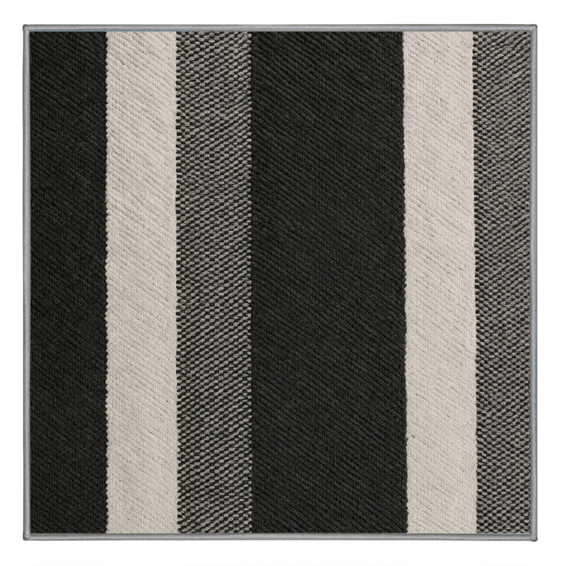 Washable Charcoal Light Gray Striped Area Rug, Square 7'