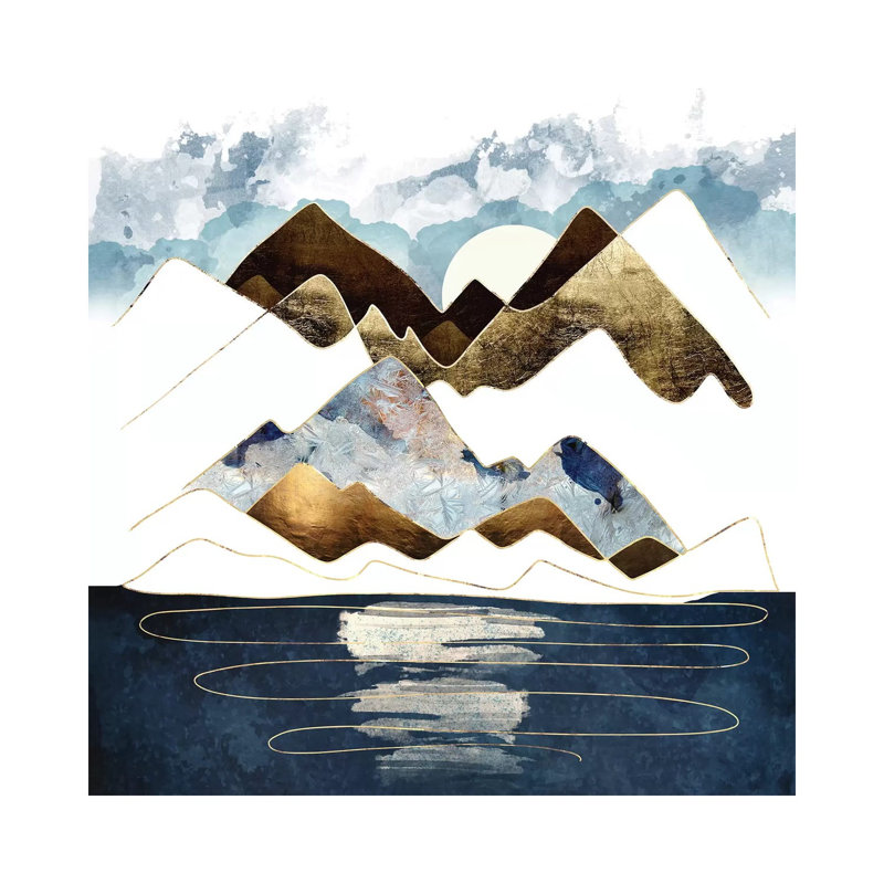 Minimal Abstract Mountains - impression d'art graphique, H 18 po x l 18 po x 1,5 po, Aucun mat, Toile tendue