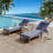 Outdoor Wicker Chaise Lounge Chair with Cushion, Metal Frame Patio Reclining Lounge Bed-869639342