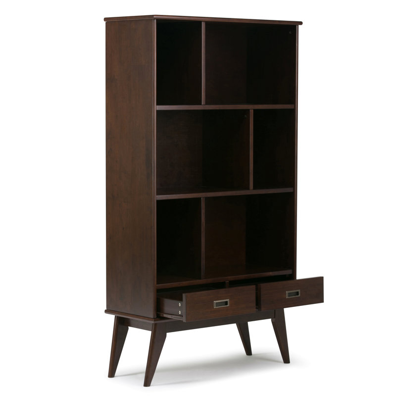 Bibliothèque Mid-Century large et unité de rangement - Brun auburn moyen