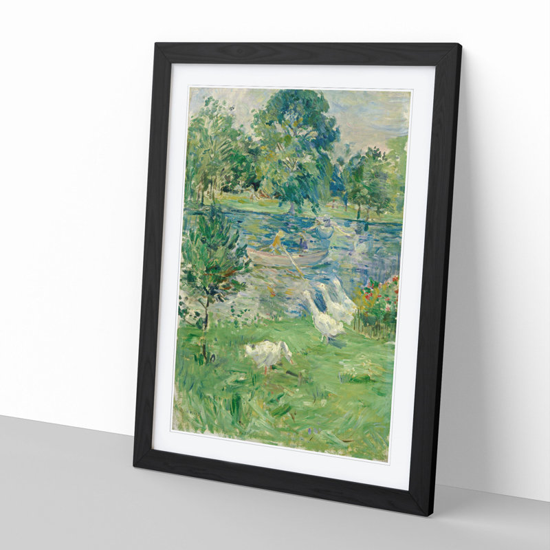 Girl in a Boat with Geese by Berthe Morisot - Framed Print, Black Framed, 48cm H x 36cm W x 2cm D
