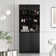 78.7" Tall Display Storage Cabinet with Glass Doors and LED Lights, Black