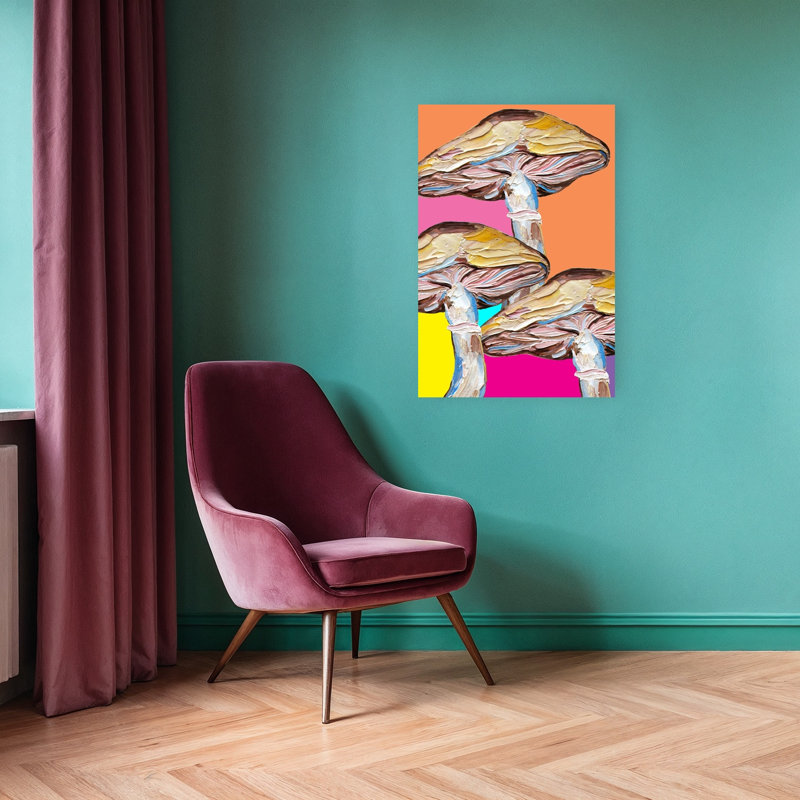 Impression psychédélique fungi Pop Art, art mural contemporain coloré, H 36 po x l 24 po