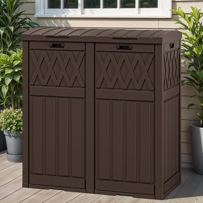 Plastic Manual Lift Outdoor Trash/Recycling Bins - 61 Gallons