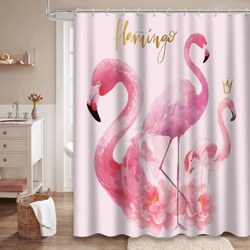 Flamant rose avec aquarelle et rose, L 72 po x l 72 po