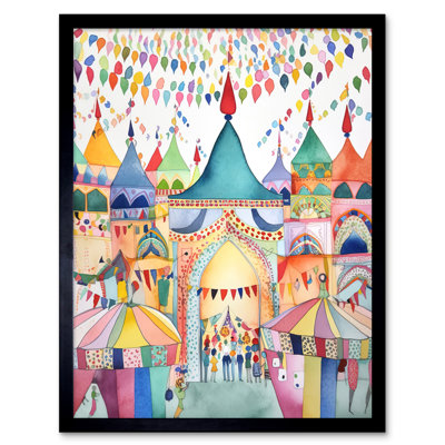 Festival Folk Art Watercolour Painting Artwork Framed Wall Art Print 9X7 Inch