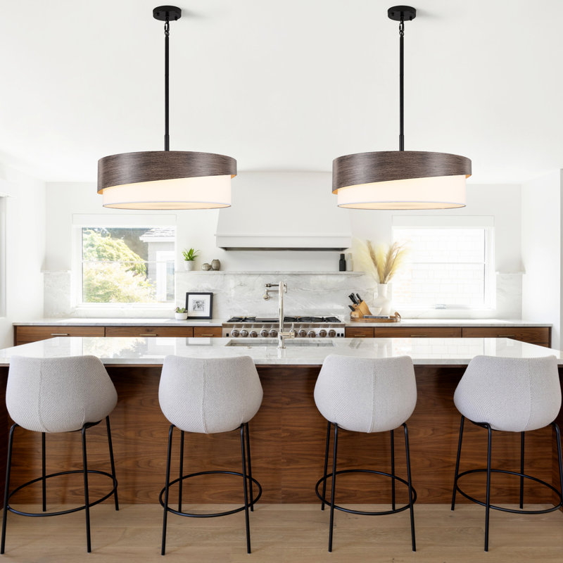 21.56" Modern 5-Light Dimmable Drum Chandelier, Brown