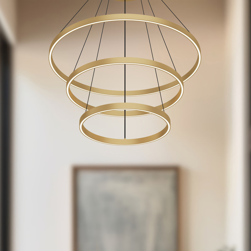 Cerchio 3 - Light Chandelier, 1.38" H x 31.5" W x 31.5" D, Brushed Gold, LED
