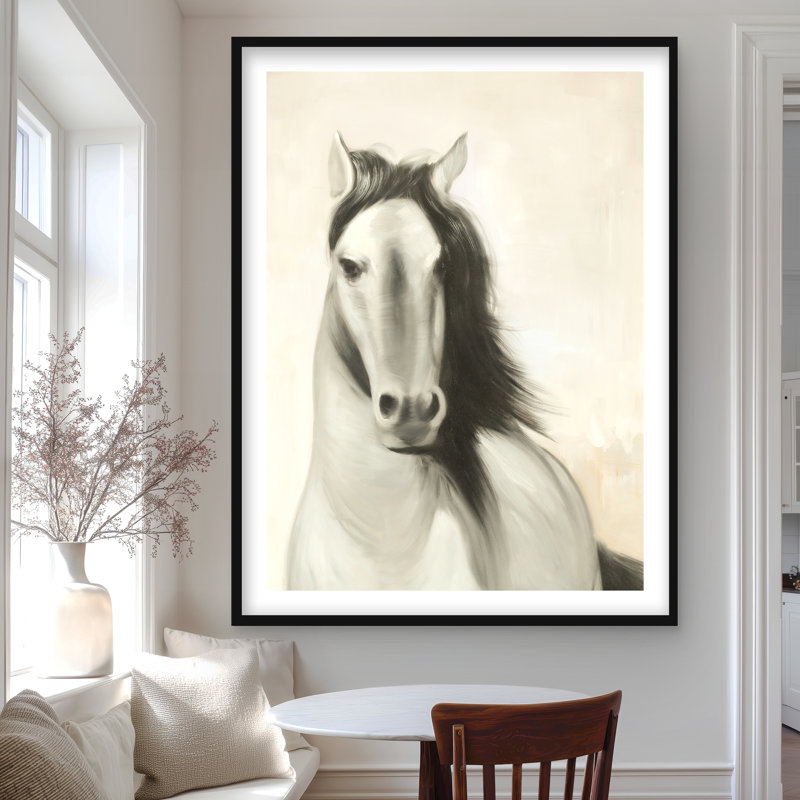 Cheval gracieux - animaux de la ferme de l'Ouest, reproduction encadrée, H 48 po x l 36 po, Noir