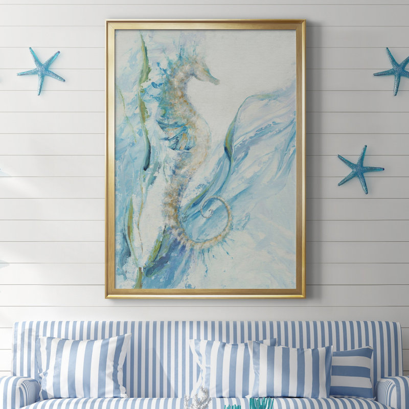 Toile encadrée de qualité supérieure New Seahorse - prête à être accrochée, H 30,5 po x l 42,5 po x P 1,5 po