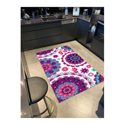 Tapis lavable à la machine rose
