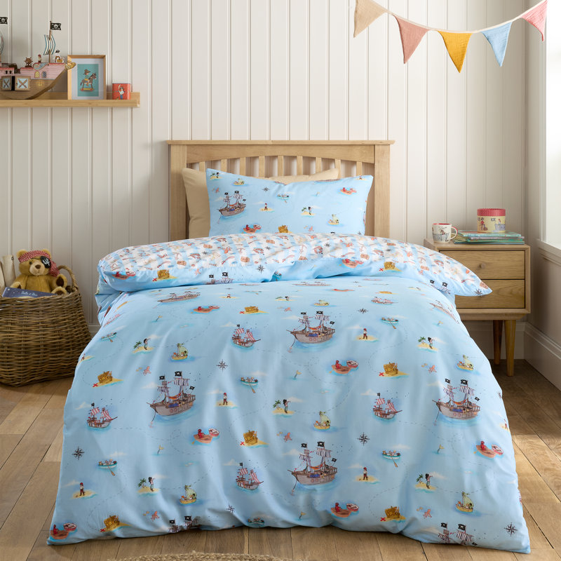 Pirates Reversible Cotton Duvet Cover Set with Pillowcase, Single Duvet Cover Set + 1 additional Pillowcase