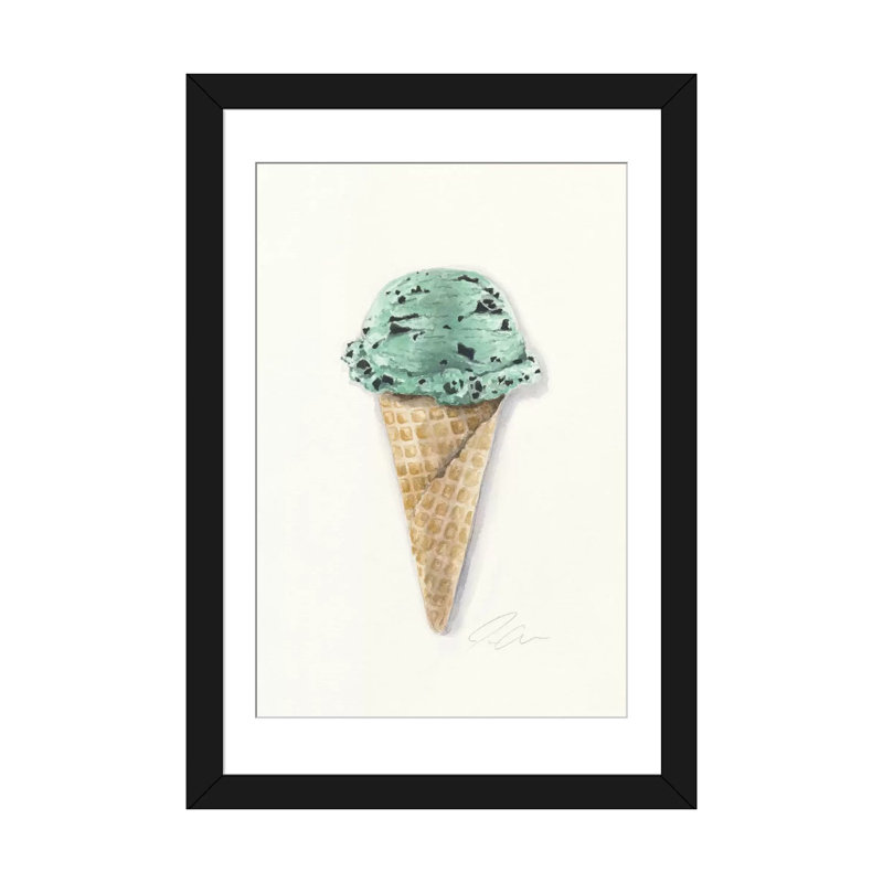 «Mint Chip», reproduction sur toile, H 24 po x l 16 po x P 1 po, Papier d'art encadré noir, Blanc