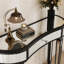 Console 47 po avec miroir demi-lune en verre cannelé et tiroir en cristal-518154443-518154420