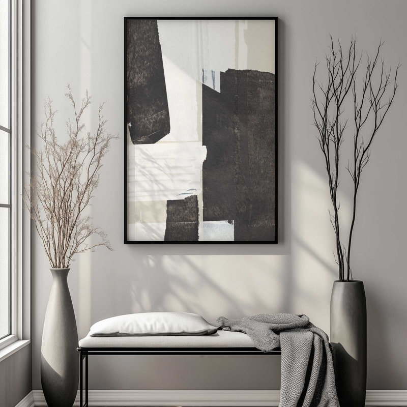«Fragments of Contrast I Print», H 11 po x l 9 po, Cadre d'angle ouvert noir satiné