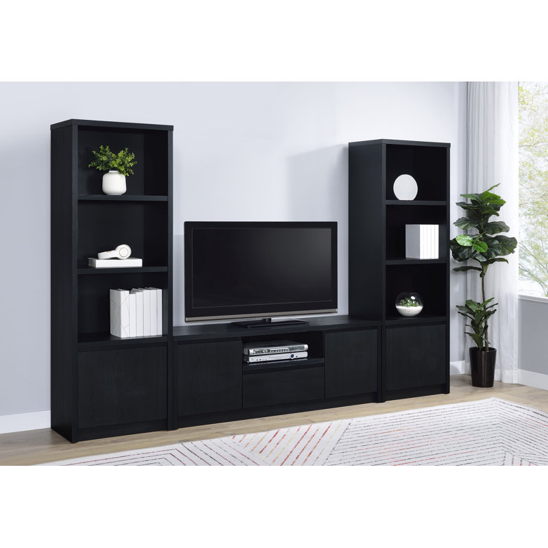 Canton 3-Piece Entertainment Center TV Stand Black, 70.5" H x 107" W x 15.5"D
