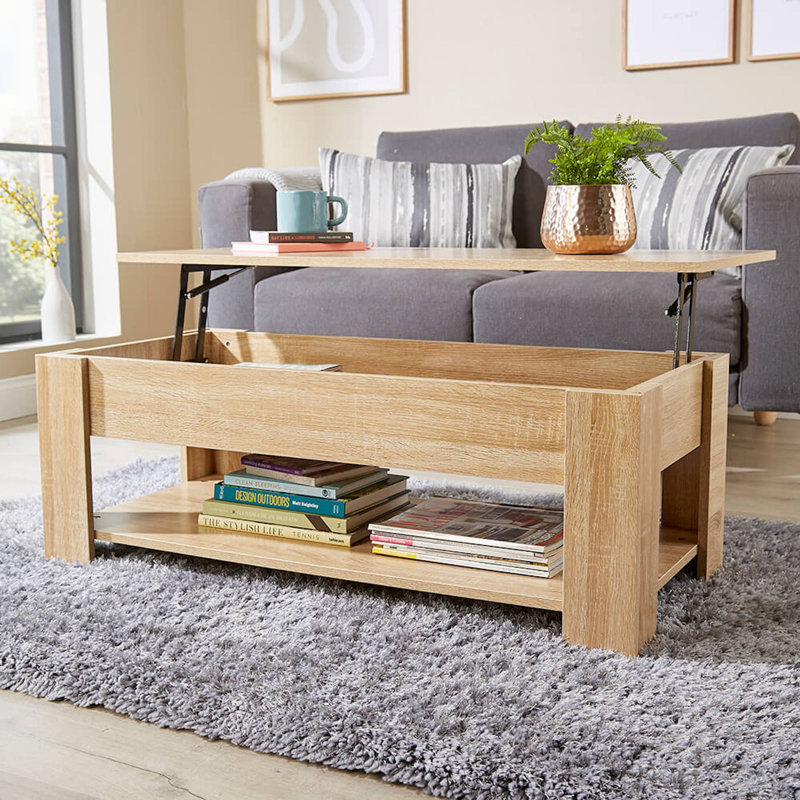 Alrun Coffee Table with Lift-up Storage, Oak