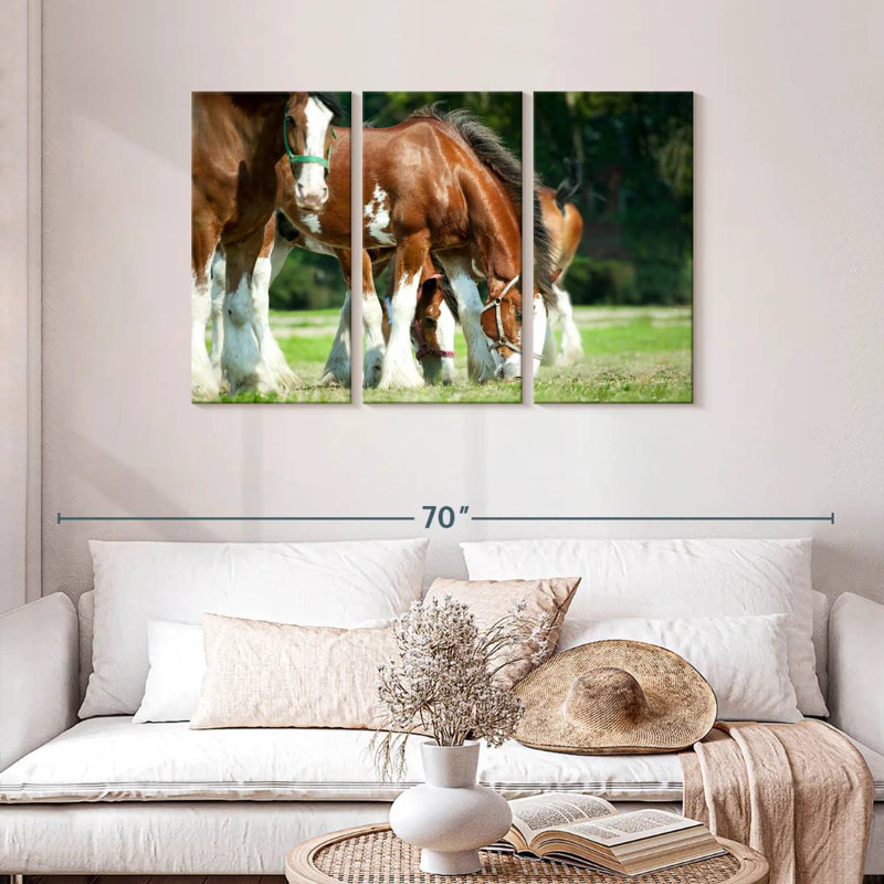 Chevaux Clydesdale, H 28 po x l 45 po