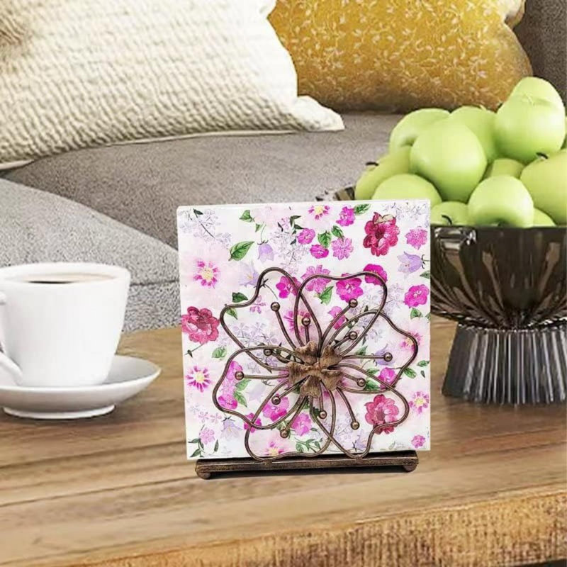 Porte-serviette en forme de fleur, boîte à mouchoirs autonome, support de rangement pour serviette de table, convient aux cuisines maison, restaurants, pique-niques, fêtes, mariages et célébrations de pendaison de crémaillère - couleur bronze
