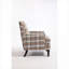 Chaise d'appoint rembourrée rayée bleu ciel et blanc cassé, fauteuil à garniture cloutée en argent brossé rétro pour salon, siège pour adulte