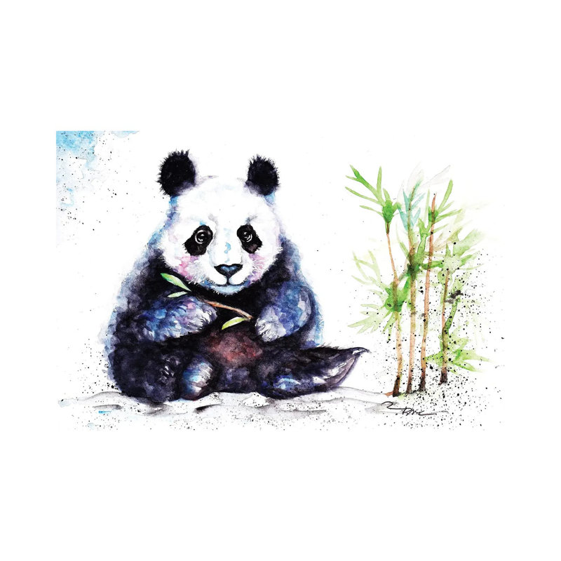 Little Panda 1 Piece Floater Frame Wall Art on Canvas, 20.32 cm H x 30.48 cm W, Wrapped Canvas
