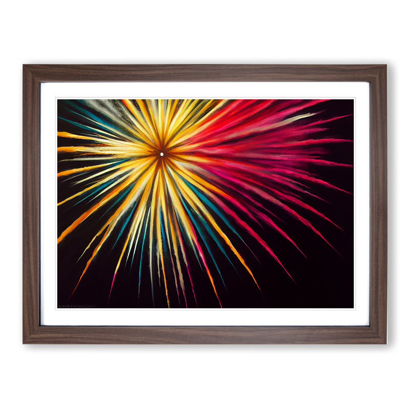 Euphoric Fireworks - Framed Print, 25cm H x 34cm W x 2cm D, Walnut