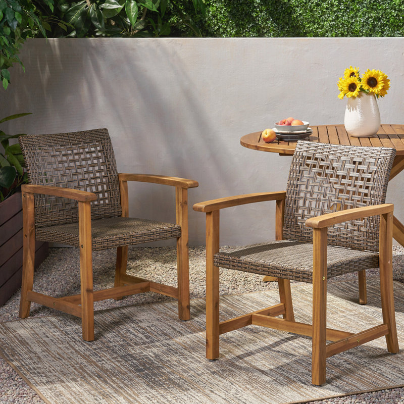 Chaise en bois et osier Hampton, Brun