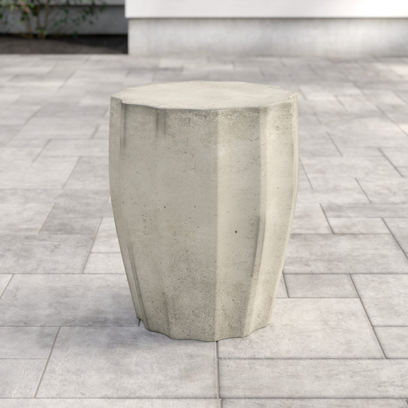 Outdoor Spiro Stone Side Table, Dark Grey