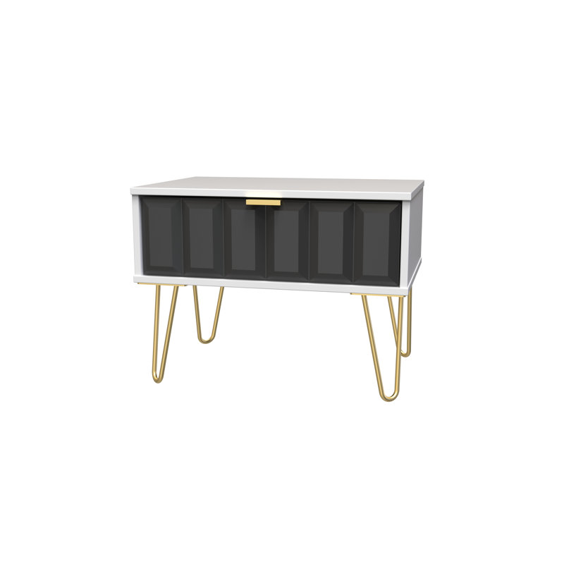 Allem 58cm W Manufactured Wood Bedside Table, Graphite/White