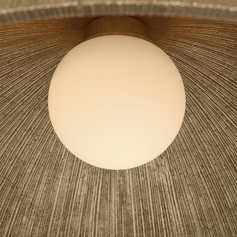Kelly Wearstler Utopia Sculpted Pendant with White Glass, 49.25" H x 18" W x 18" D, Gild